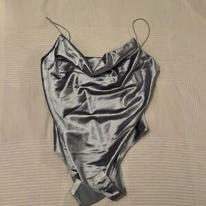 REVAMPED BLUE SATIN BODYSUIT